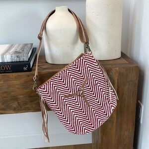 Hopofly Handmade Boho Southwestern Crossbody Shoulder Bag Leather/Cotton